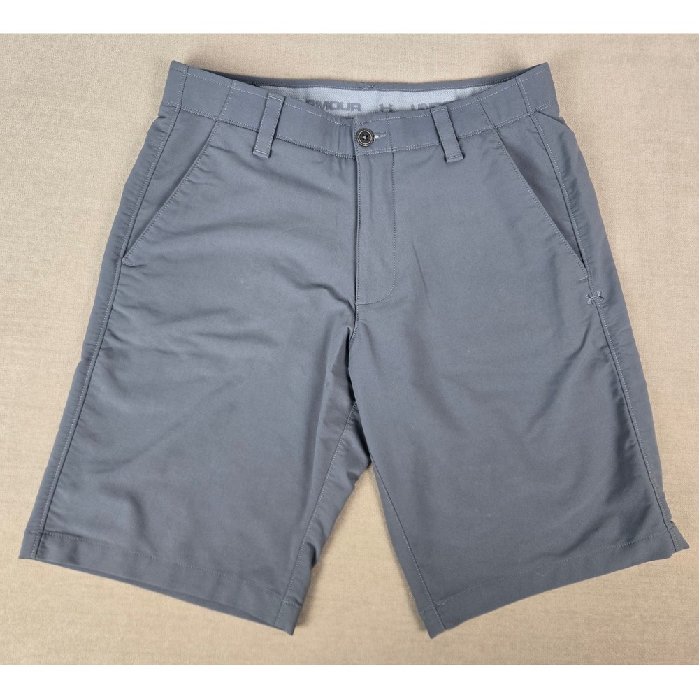 Under Armour Mens HeatGear Match Play Golf Shorts Grey Loose Fit 1253487 32 X 11